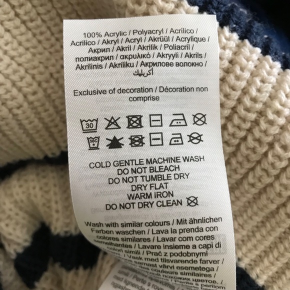 ONLY Stripes Cropped Crew Neck Sweater L Beige Brown Long Sleeve Ribbed - Picture 5 of 5